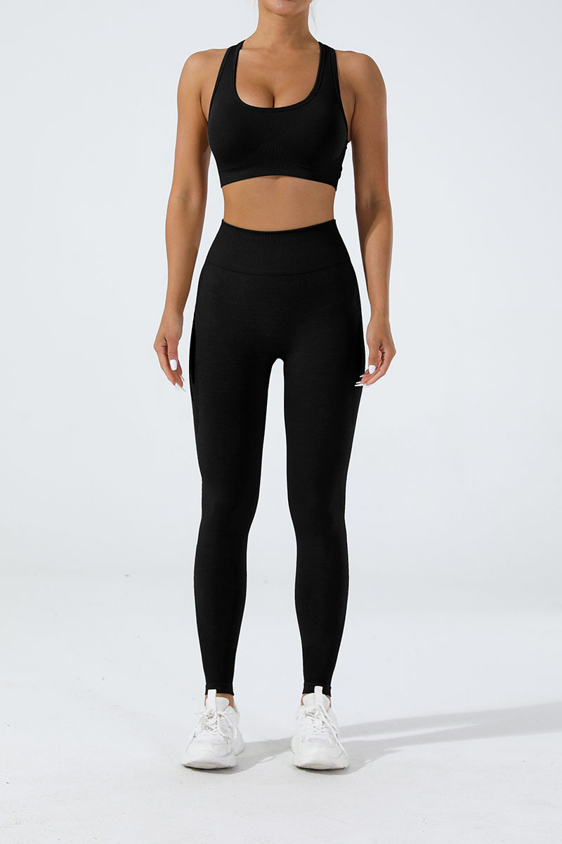 Cationic Seamless Yoga Outfit Set Butt Lifting Tight Fitness Pants Backless Sports Bra Yoga Vest Body Shaping Running Tights_voghion.com