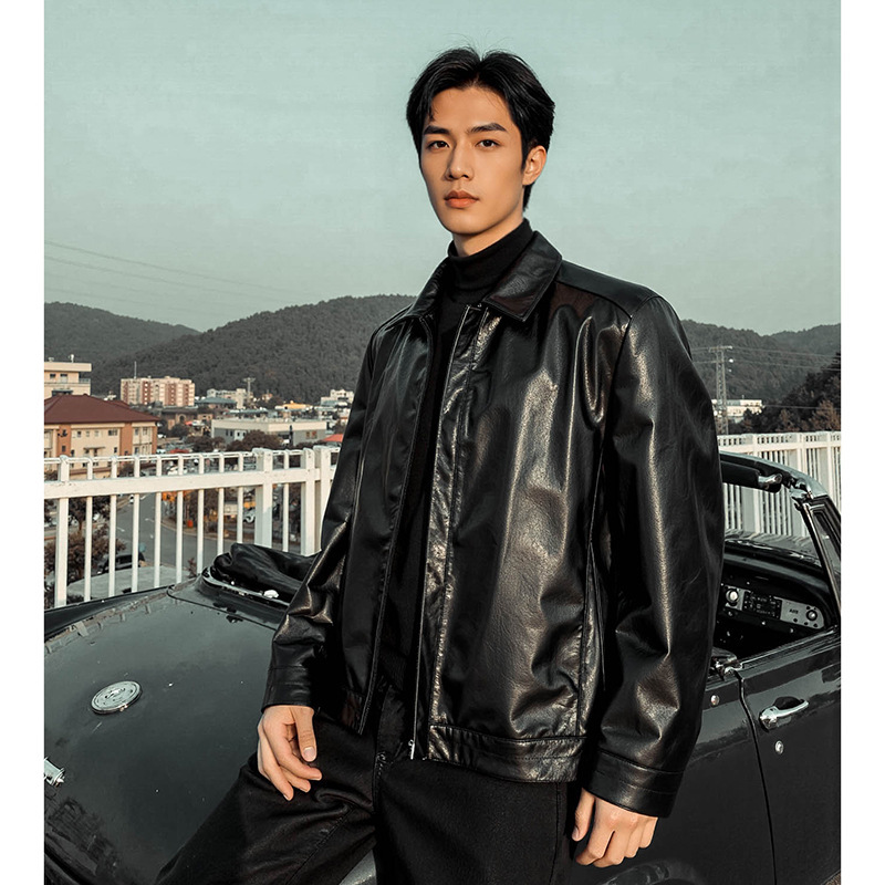 50Erli Brand "Kail Leather Jacket" First-Layer Calfskin Genuine Leather Jacket with Detachable down Lining, Two-Way Wear