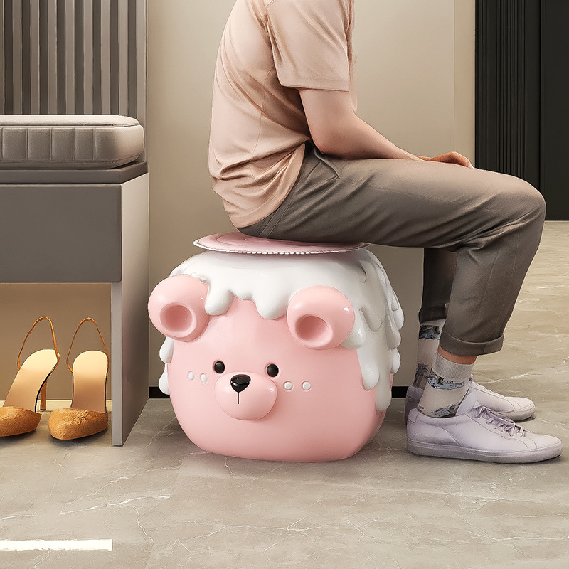 크림 바람 가정용 곰 신발 의자 문 가구 귀여운 창조적 인 앉아 부두 거실 동물 앉아 의자 소파 사이드