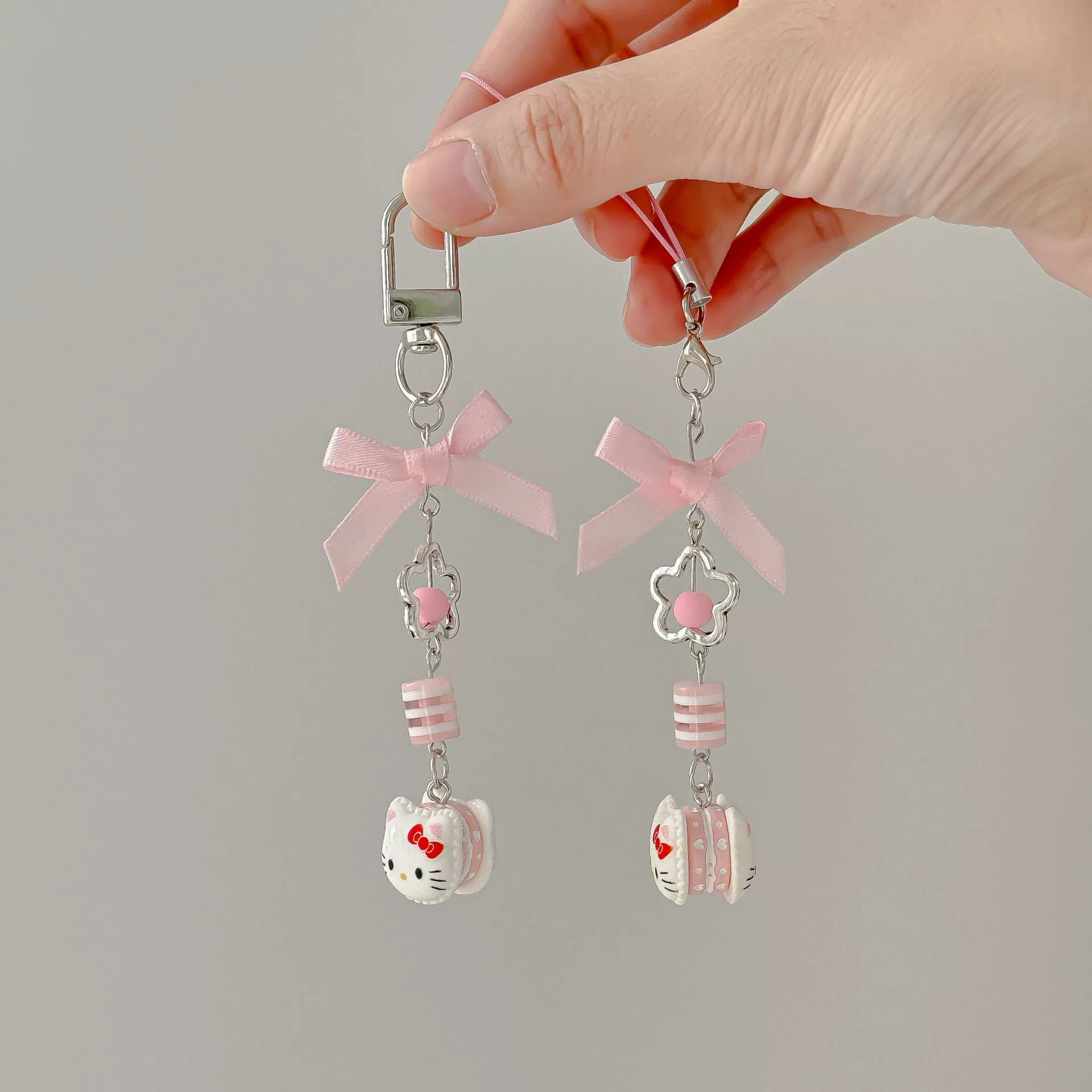 Брелок для сумки и телефона (Hello Kitty) с бантом, ремешок, 13×2,5×1 см, 6 г
