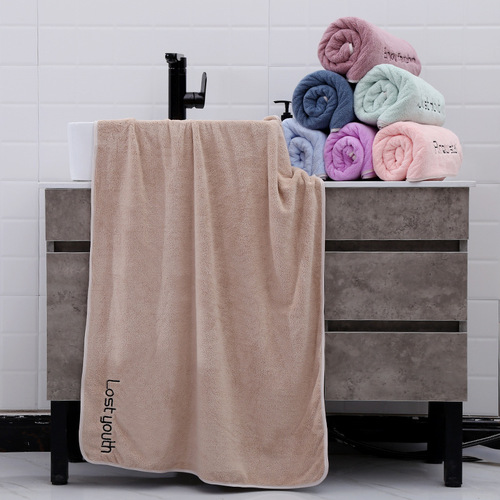 Bath towel female absorbent household large towel male and female student couple adult wrap chest bath youth style coral velvet bath towel
