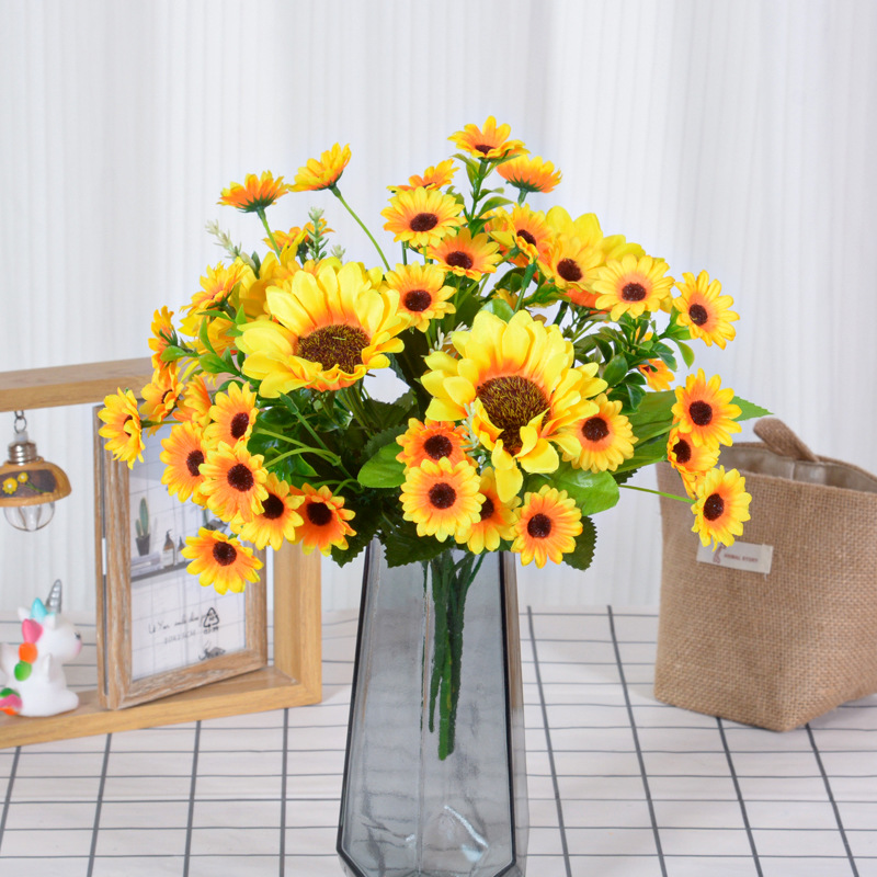 Girasol artificial flor seda decoración boda y hogar