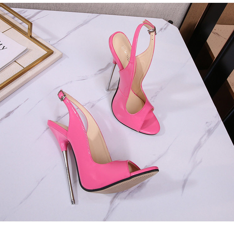 Dép sandal nữ cao gót mũi cá tính gót mảnh 16 cm phong cách Âu Mỹ — Màu đen, Màu đỏ, Đỏ đào chi tiết 33