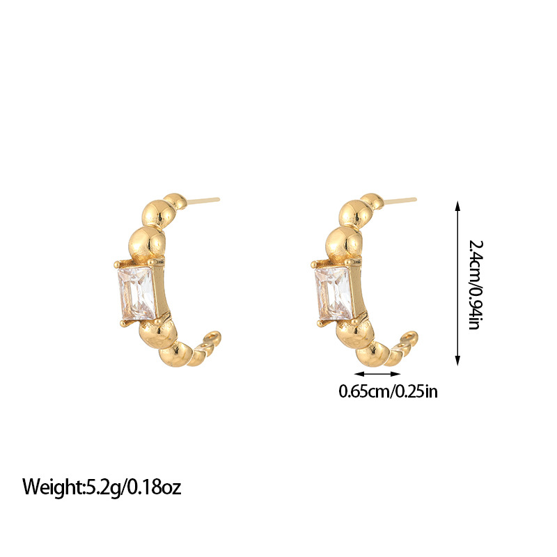 Ear Studs Classification 1 Pair Vacation Classic Style Solid Color Inlay Titanium Steel Zircon Ear Studs