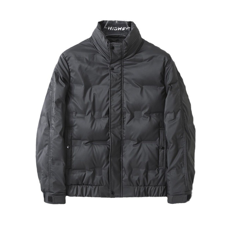Autumn and winter new national standard standing collar down men's Korean version solid color casual warm thickened_voghion.com