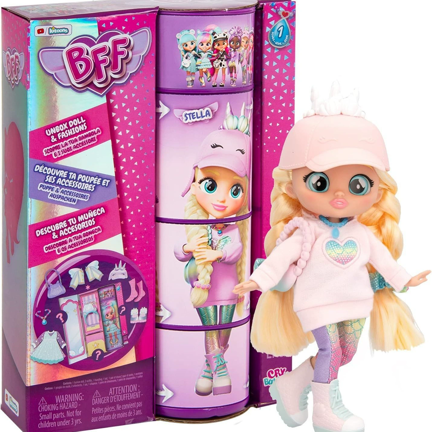 Кукла (BFF BY CRY BABIES) Кэти, 20 см, фигурка с шарнирами и функцией плача, набор подарков (синий)