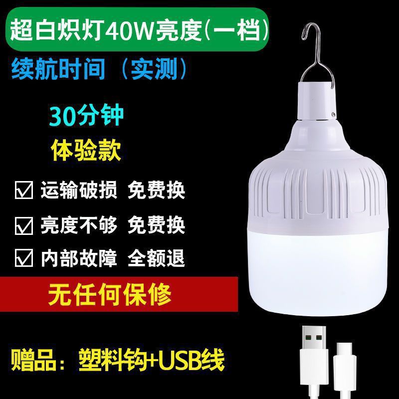 LED停电家用应急灯户外摆摊可移动露营灯挂灯USB充电款球泡灯照明|undefined