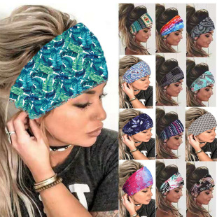 Ellie Flower Print Bohemian Women Sport Knot Sport Hairband Wholesale Fashion