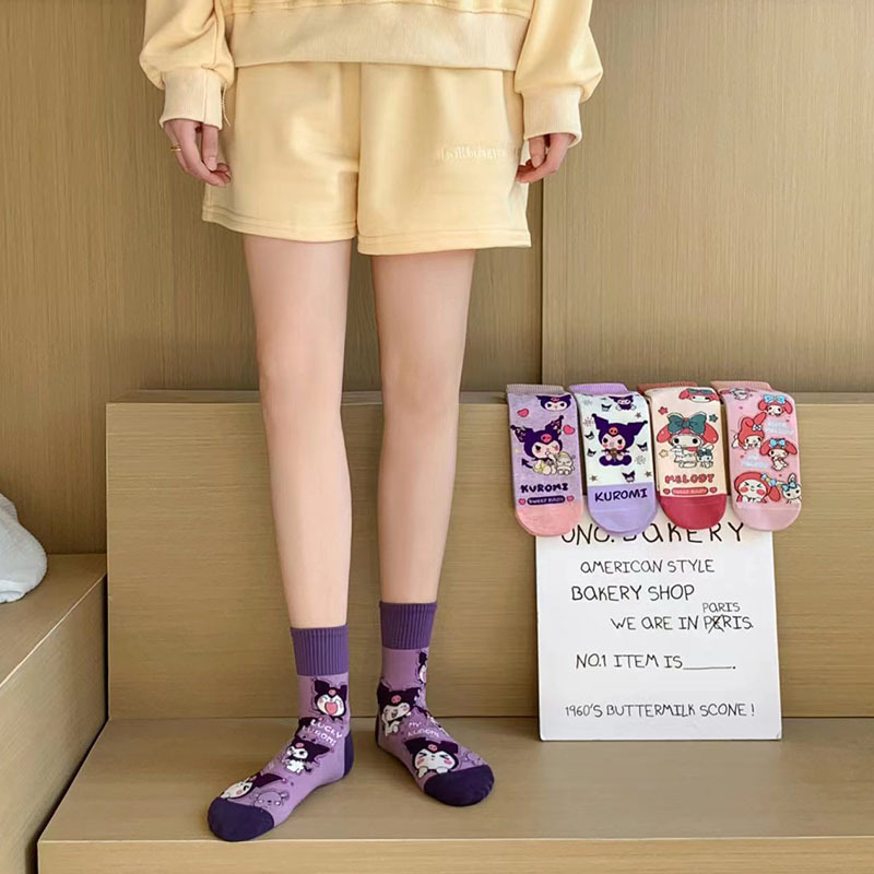 女性用ソックス、秋の新作レディースソックス、かわいい漫画のミッドカーフソックス、トレンディで多用途なプリンセスソックス、ベビーコットンソックス|undefined