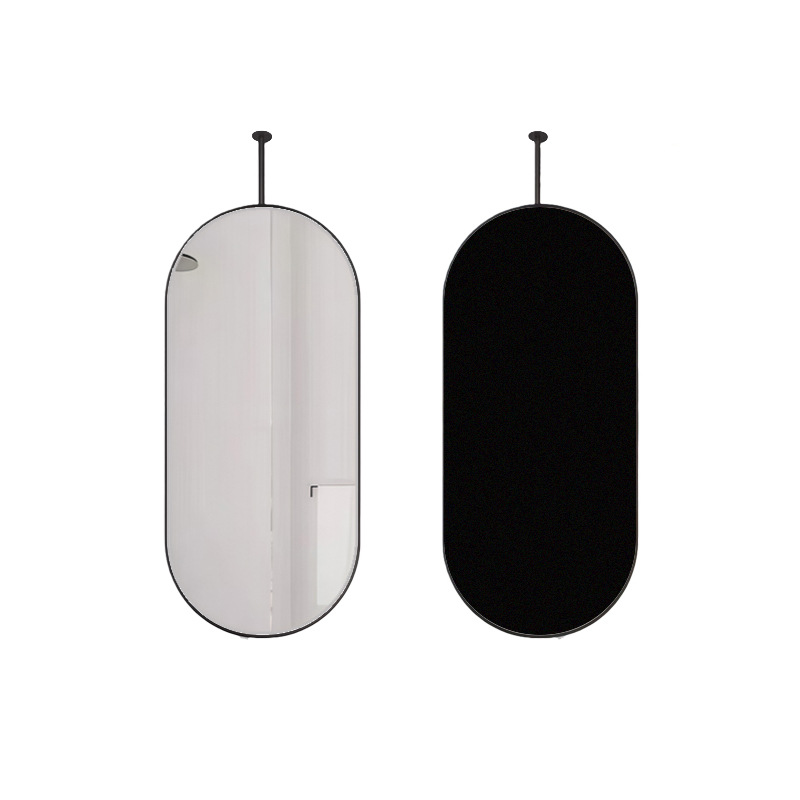 Espejo de baño colgante ovalado de aleación de aluminio con luz LED, para baño