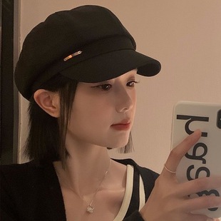 Hat Wig Female Short Hair One-Piece Natural Artificial Hair Short Straight Hair Beret Full Headgear Wig Set