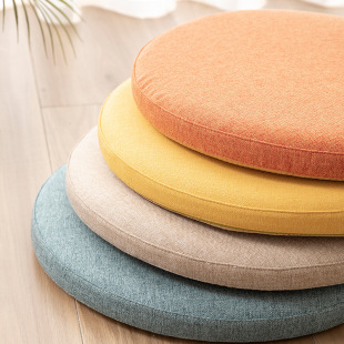 Round Futon Cushion Fine Linen Card Seat Memory Foam Living Room Dining Chair Cushion Bay Window Chair Cushion Non-slip Student Solid Color