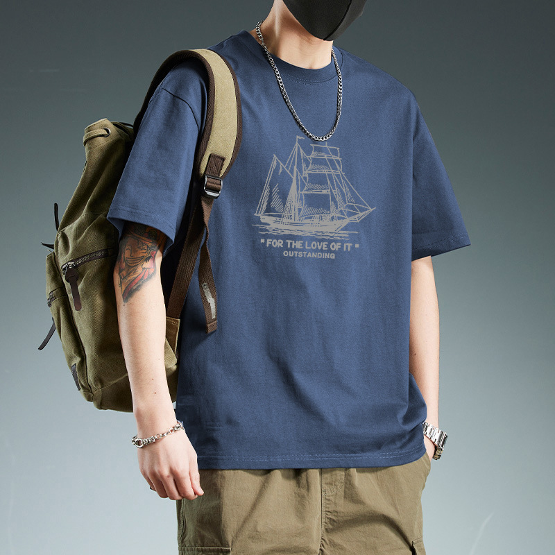 Short-sleeved T-shirt Men's Youth Pure Cotton Base Shirt Couple Loose plus size Trendy All-match Top Pattern Fashion