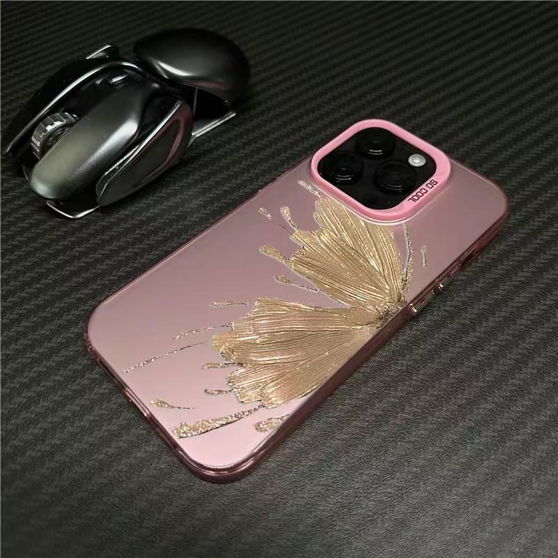 Nueva mariposa dorada para iPhone 16 funda para teléfono móvil Apple 15promax/14 anti-caída 13pro12 personalidad 11