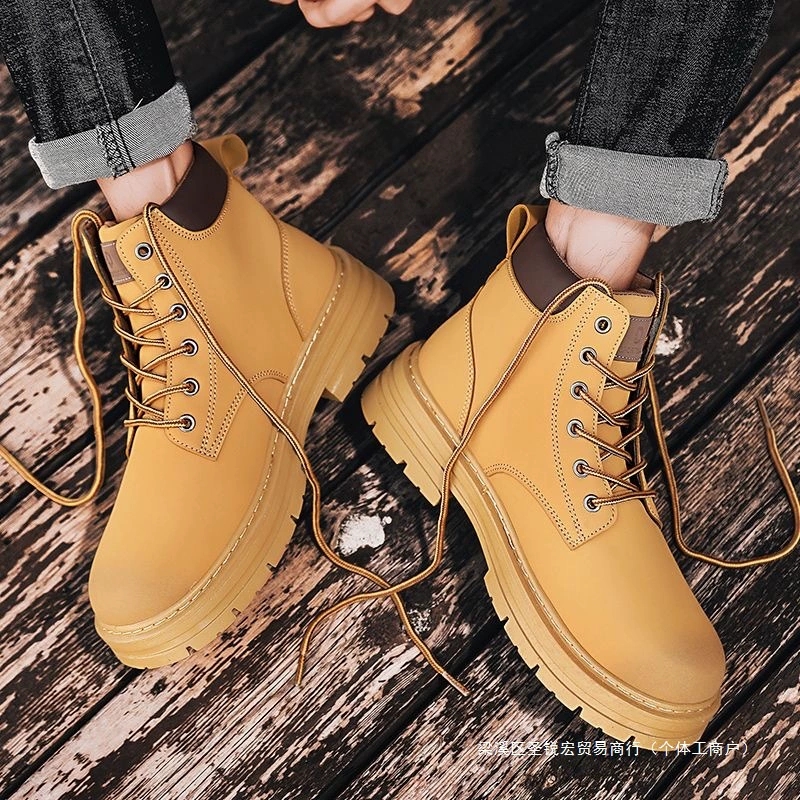 Высокие ботинки (Martens) мужские, противоскользящие, тёплые, шнуровка, размеры 39–48