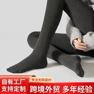 秋冬新品螺纹棉踩脚打底袜裤女平板精梳棉纯色简约百搭裤袜保暖裤
