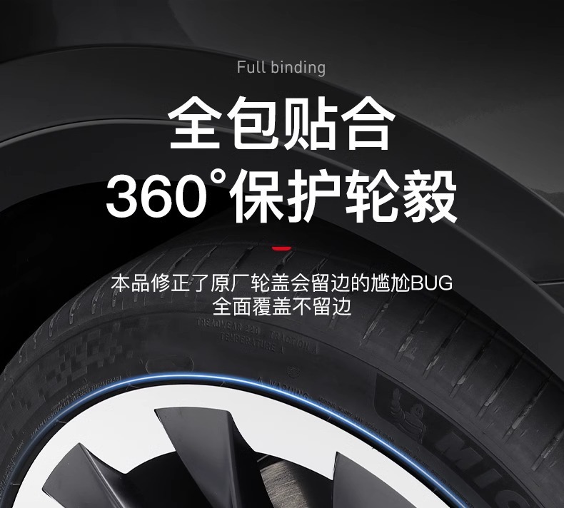 Suitable for Tesla Model Y Wheel Hub Cover 20inch Protective Cover Cyclone Wheel Rim Modification Accessories Black Other