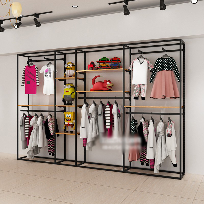 Exhibidor de Ropa para Niños, Estantes de Combinación Libre, Diseño de Exhibidor de Pared o de Pie, Estante, Perchero, Soporte de Exhibición