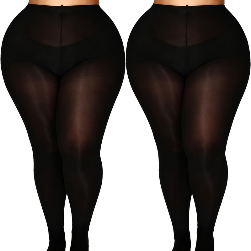 Horse Oil Socks Plus Size Women's Tights, up to 6 Times Larger, Semi-Opaque Control Top Nylon
