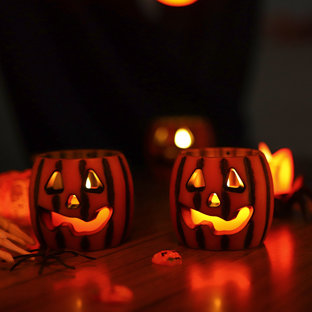 Transfronterizo nueva lámpara de calabaza decoración de Halloween LED lámpara de vela electrónica diseño creativo accesorios adornos lámpara de noche
