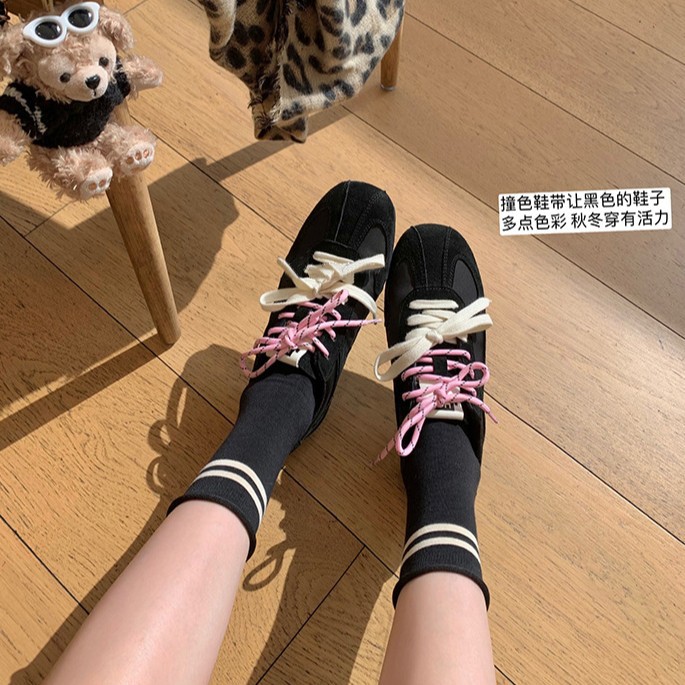 Versión de cuero de vaca ~ cuero real aumentando la altura de los zapatos deportivos de mujer zapatos casuales de suela gruesa de dos cordones zapatos de plancha