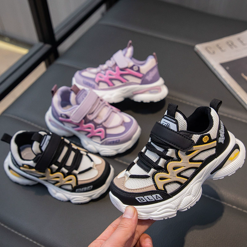 Детская обувь для девочек принцесса весна и осень новый вращающийся липучка маленькая девочка сетка мультфильм легкие кроссовки для бега