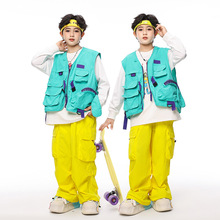 街舞儿童潮服嘻哈hiphop潮牌套装男女童宽松炸街工装裤表演出服装