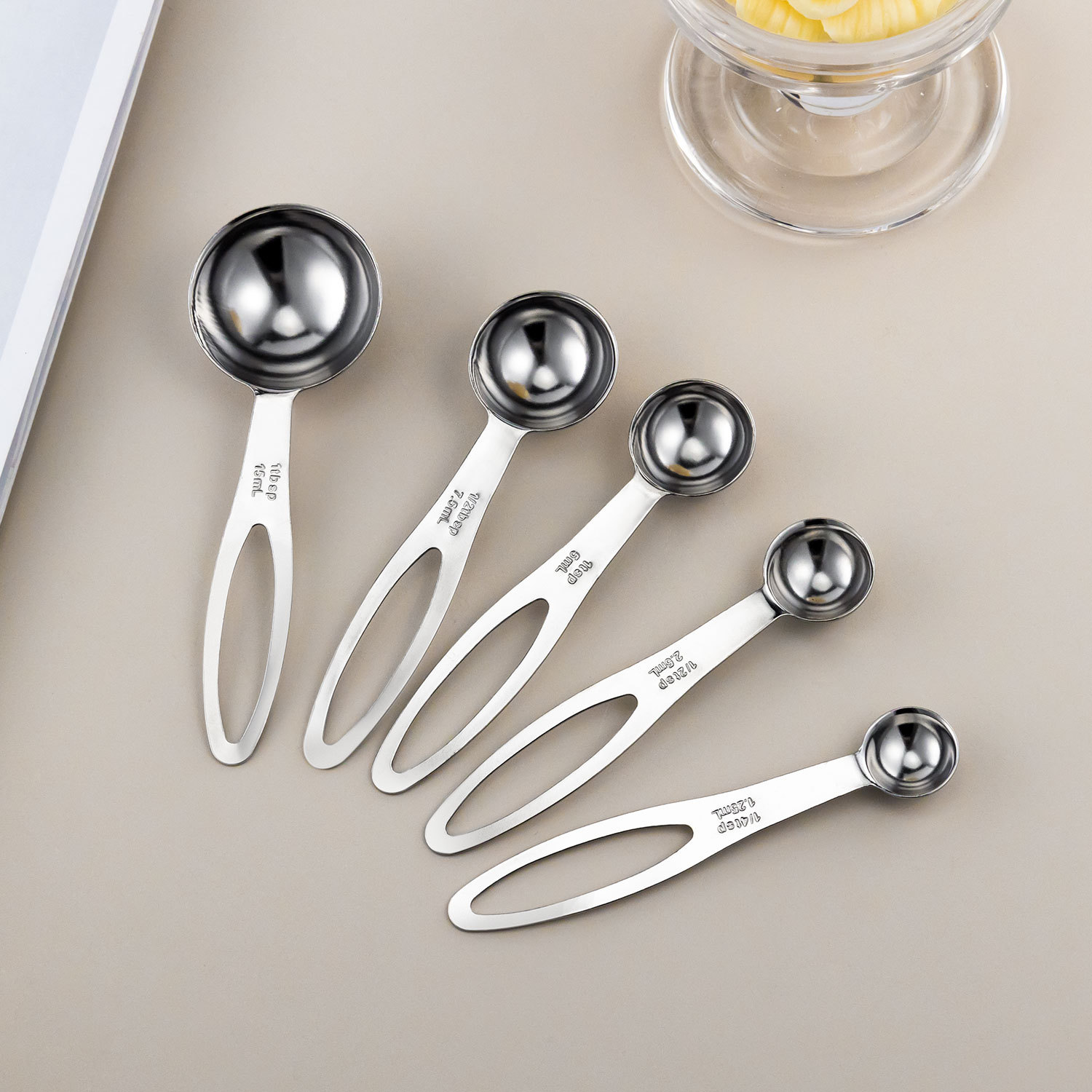 Juego de Cucharas Medidoras de Acero Inoxidable 430 con Doble Escala Multiuso para Cocina image 6