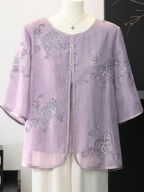 2026 Spring New Fashion for Middle-Aged Mothers: 2026 New Mother's Mid-Sleeve Lace Mesh Blouse is Popular 2026 Spring New Fashion for Middle-Aged Mothers: 2026 New Mother's Mid-Sleeve Lace Mesh Blouse is Popular