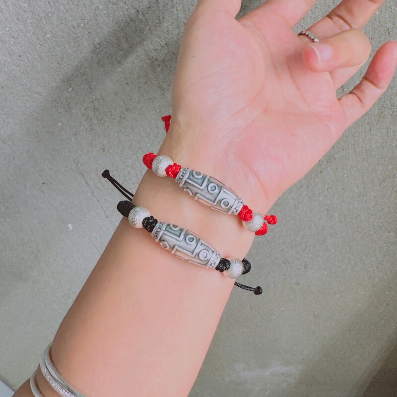 Sterling silver nine-eye Sky beads bracelet men 999 pure silver lucky beads niche design retro National style woven bracelet