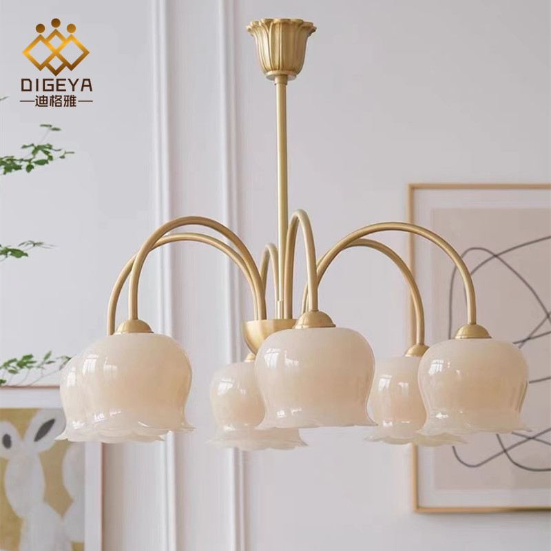 Digeya modern French style all copper simple cream Lily bedroom chandelier cloakroom living room dining room chandelier