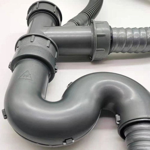 Sink double groove steel wire drain pipe, conjoined double basin drain pipe, double vegetable basin drain pipe, s-bend