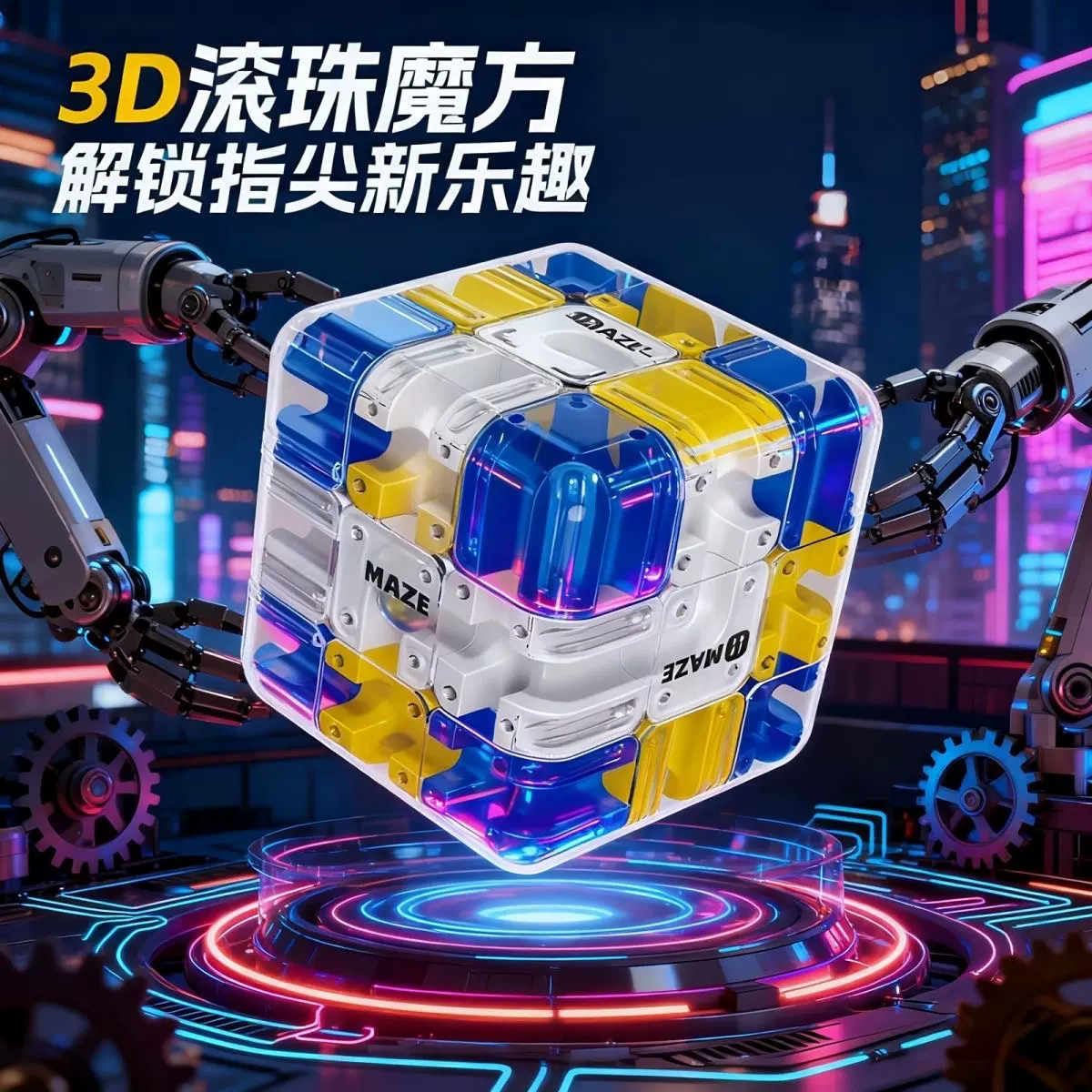 跨境新滚珠迷宫三阶魔方对战PK逻辑思维儿童竞技解压迷宫走珠玩具