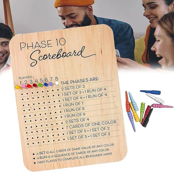Cross Border Outdoor Phase 10 Score Board Wooden Phase 10 Scorecard and Round Tracker