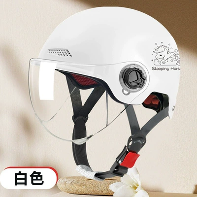 3C certified electric car motorcycle helmet female summer helmet male national standard battery Four Seasons universal electric car helmet (Motosiklet kaskı (dəbilqə)) - 3c-mirrorless-model-l019-1-pony-white-rainproof-windproof-and-sunshade-glasses
