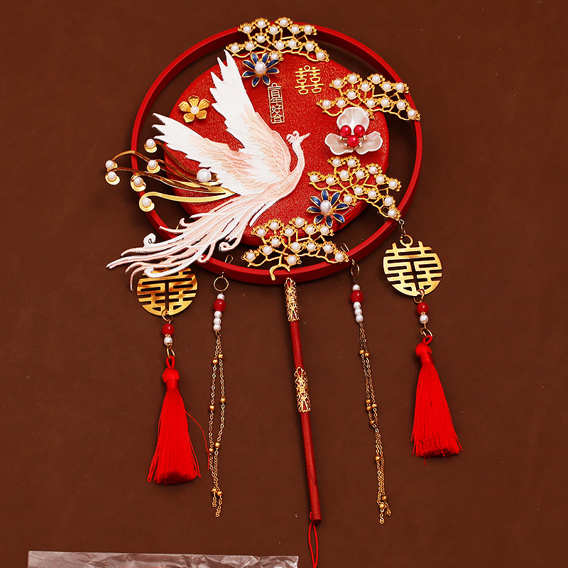 Factory Wholesale Double-Ring Bridesmaid Fan Complete Set Including Fan Frame and DIY Material Pack for Hanfu and Traditional Chinese Wedding