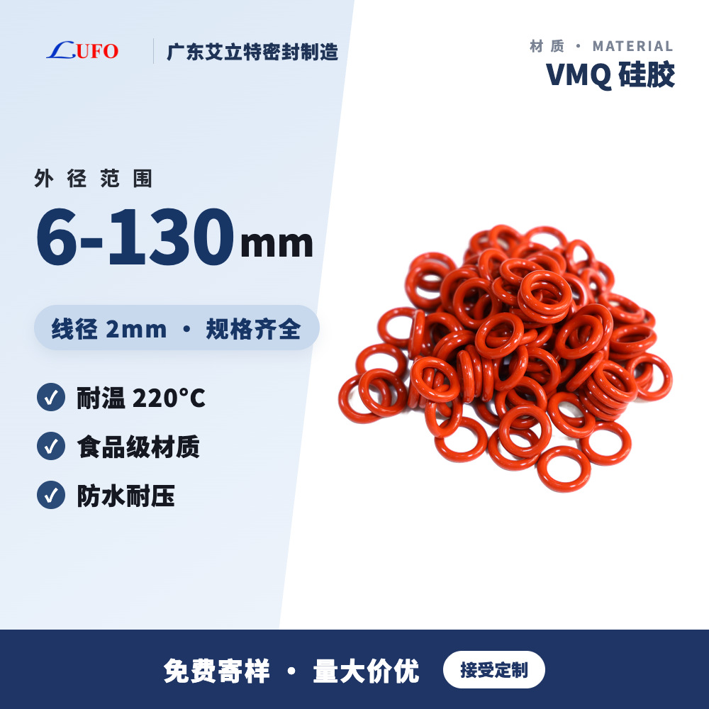 食品级硅胶O型圈密封圈耐高温防水线径2×外径6-130/8/10/15
