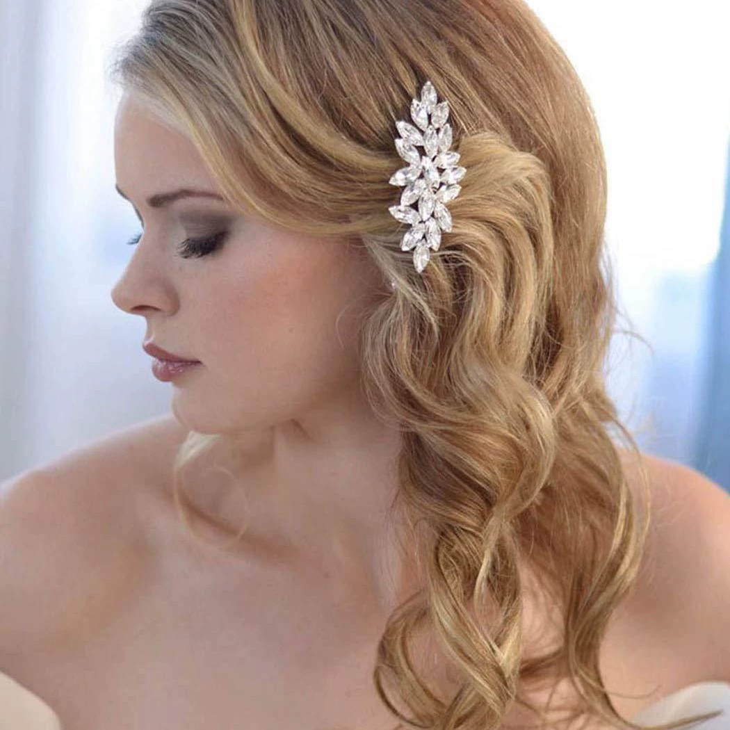 Mailang Bridal Wedding Headwear Silver Glass Diamond Hair Comb Side Comb Hair Comb Manufacturer European and American Cross-Border Exclusive Supply