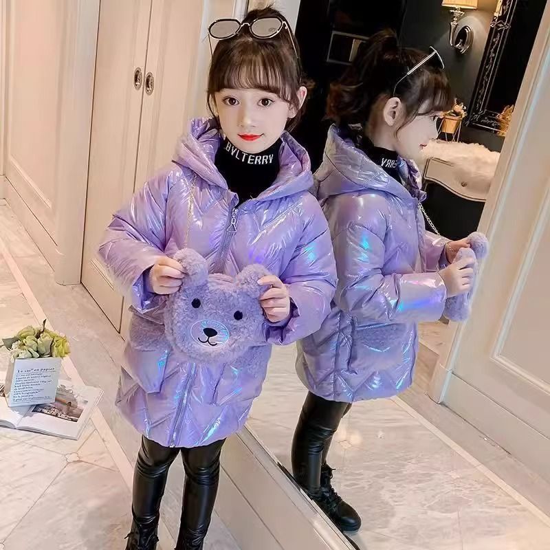 Niñas invierno de invierno de invierno de 2025 nuevo estilo de invierno de aire extranjero para niños abrigos de algodón de invierno bebé chaqueta de algodón de niña