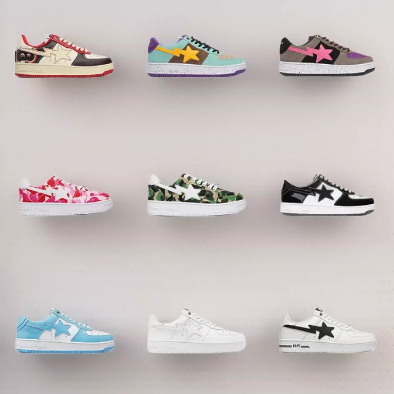 BAPEGOOSE Air Force Lightning Star Panda vibe low-top sneakers casual unisex sports shoes trendy brand