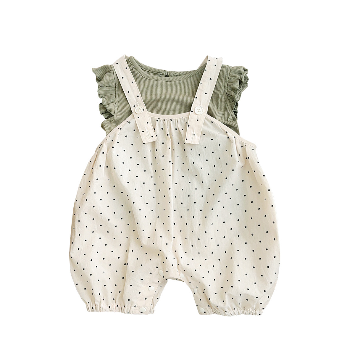 Youhe ropa para niños coreanos mono de verano 1-3 años bebé de estilo extranjero lunares lindo bebé traje de correa de clase A