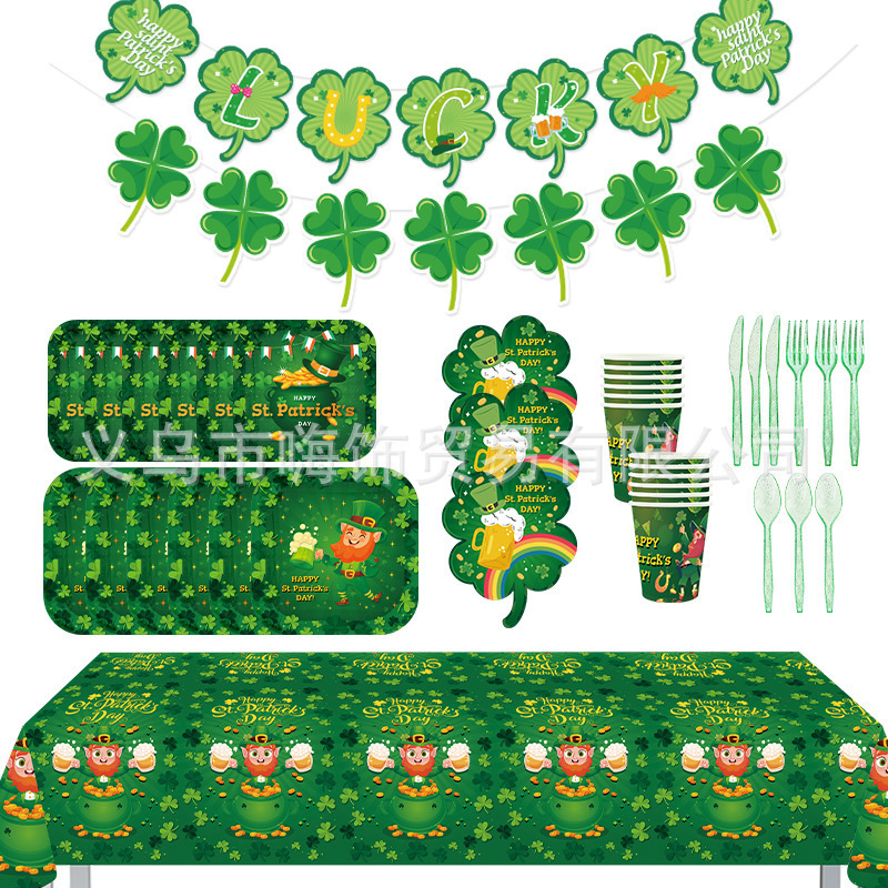 St Patrick's Day party disposable square Clover Irish paper plate tableware suit Irish Party St Patrick's Day party disposable square Clover Irish paper plate tableware suit Irish Party