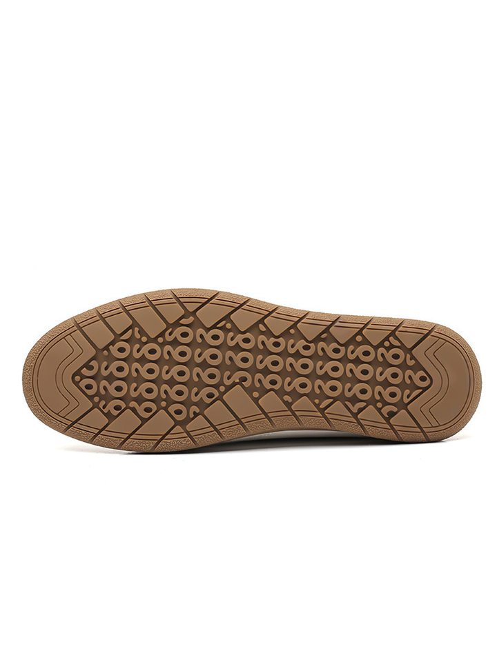 Giày lười nam da mềm đế mềm dạng slip-on phong cách retro, giày da nam thường ngày — Màu trắng 9173, Màu đen 9173, Màu đen cotton chi tiết 4