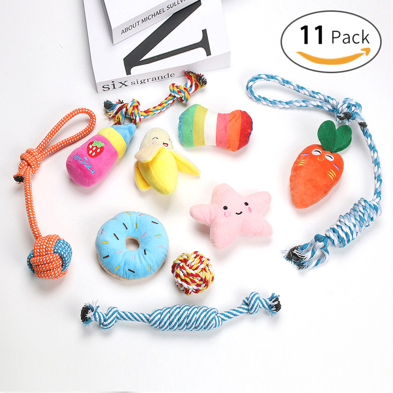 El popular juego de juguetes para la dentición de perros de Amazon, juguete de cuerda de algodón para mascotas, resistente a las mordidas, alivia el aburrimiento, suministra juguetes de autoentretenimiento.
