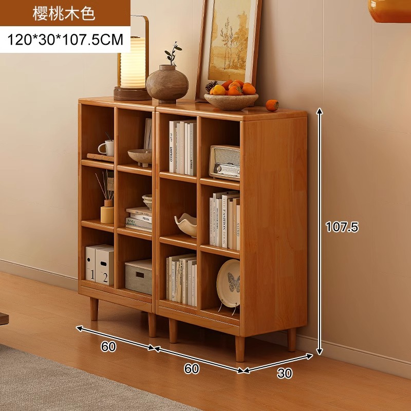 Estantería de madera maciza, cajones de piso a techo, armarios de sala de estar, armarios de rejilla combinados contra la pared, estantes de almacenamiento, estanterías cortas integradas