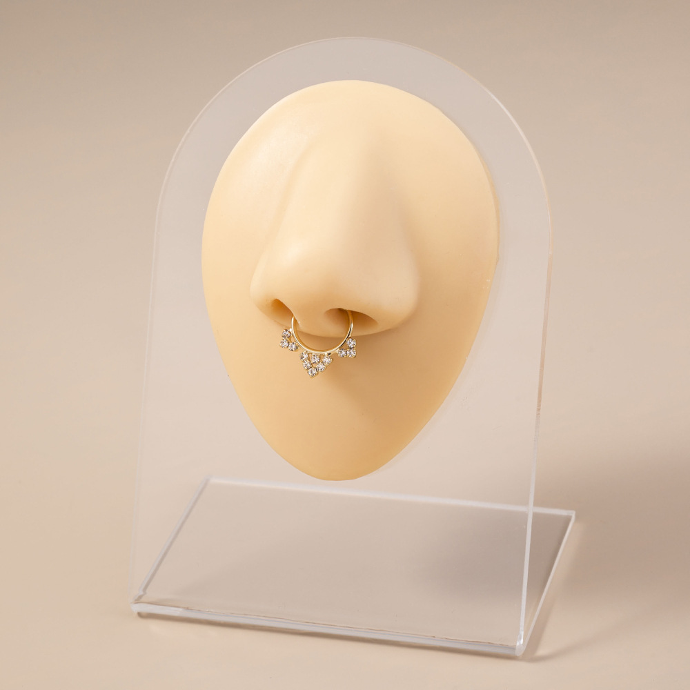 Crown Crystal Diamond Nose Ring Niche Design Sense Nose Bone Nail Piercing Personality Nose Nail display picture 1