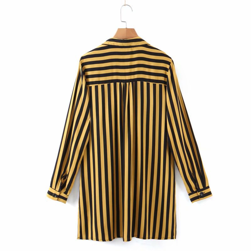 stripes mid-length long-sleeved shirt  NSAM38360