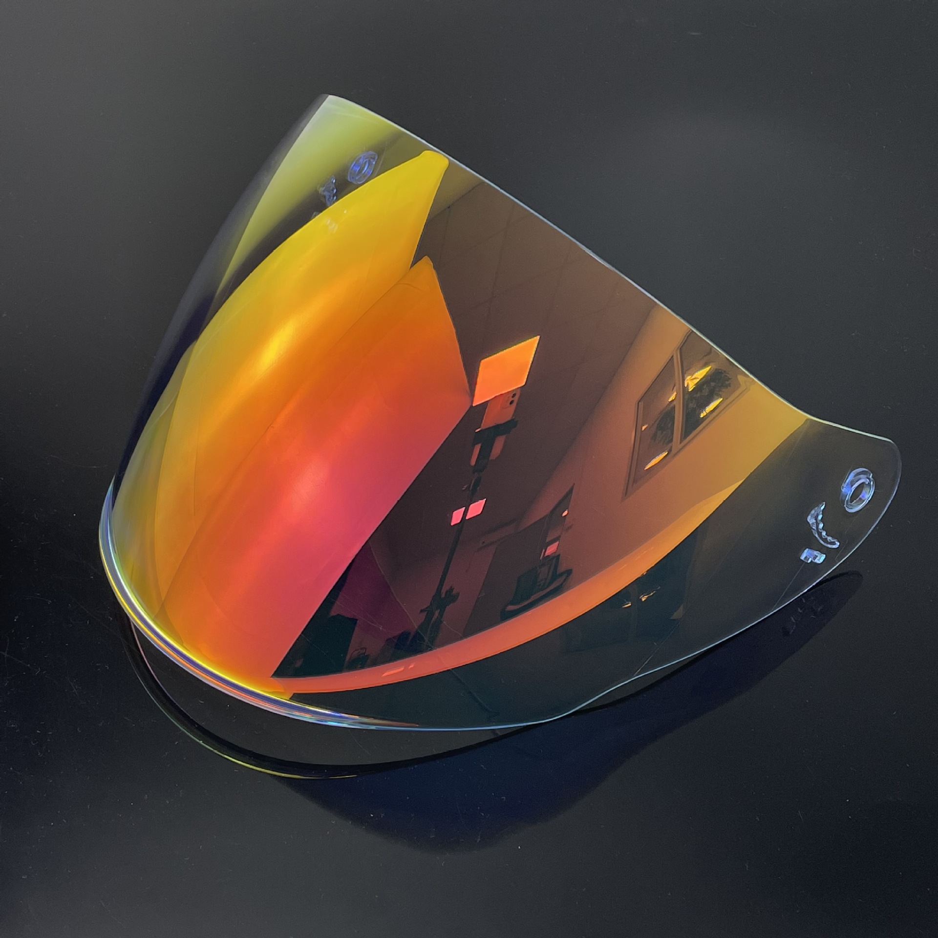 Of608 Helmet Lens Is Sun-Proof and Uv-Resistant, Motorcycle Three-Quarter Helmet Reinforced Electroplated Mirror Surface