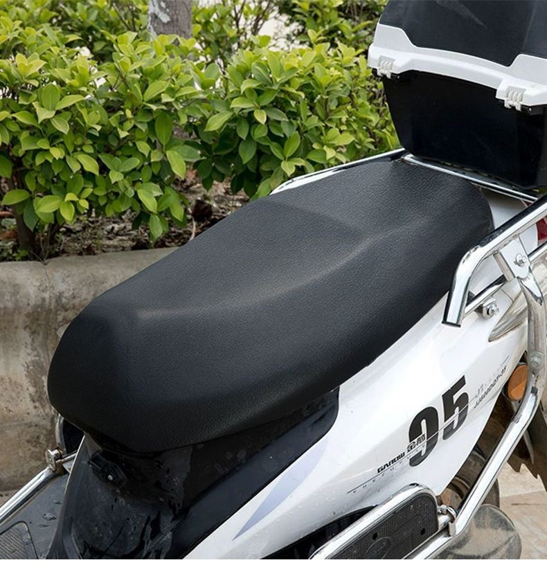 Large Electric Motorcycle Seat Cover, Waterproof, Rainproof, Sunproof, Heat-Insulating, Universal Leather Seat Cover for Electric Vehicles
