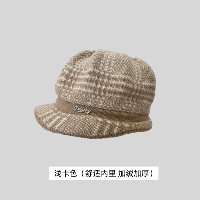 冬季时尚百搭保暖妈妈贝雷帽子女中老年人加绒加厚防寒毛线针织帽|undefined